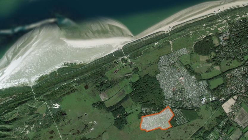 Sateliet beeld van locatie Zindering, dicht aan het strand